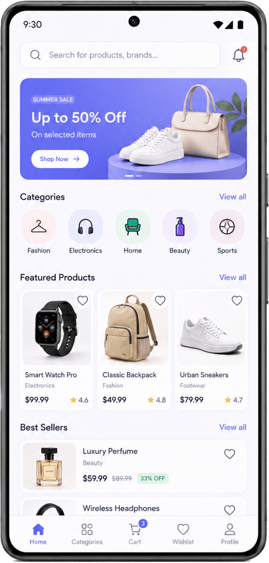 E-commerce app screen